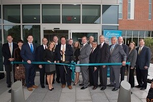 Ribbon cutting ceremony for new building