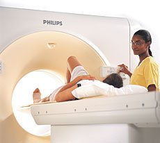 Patient undergoing a CT scan