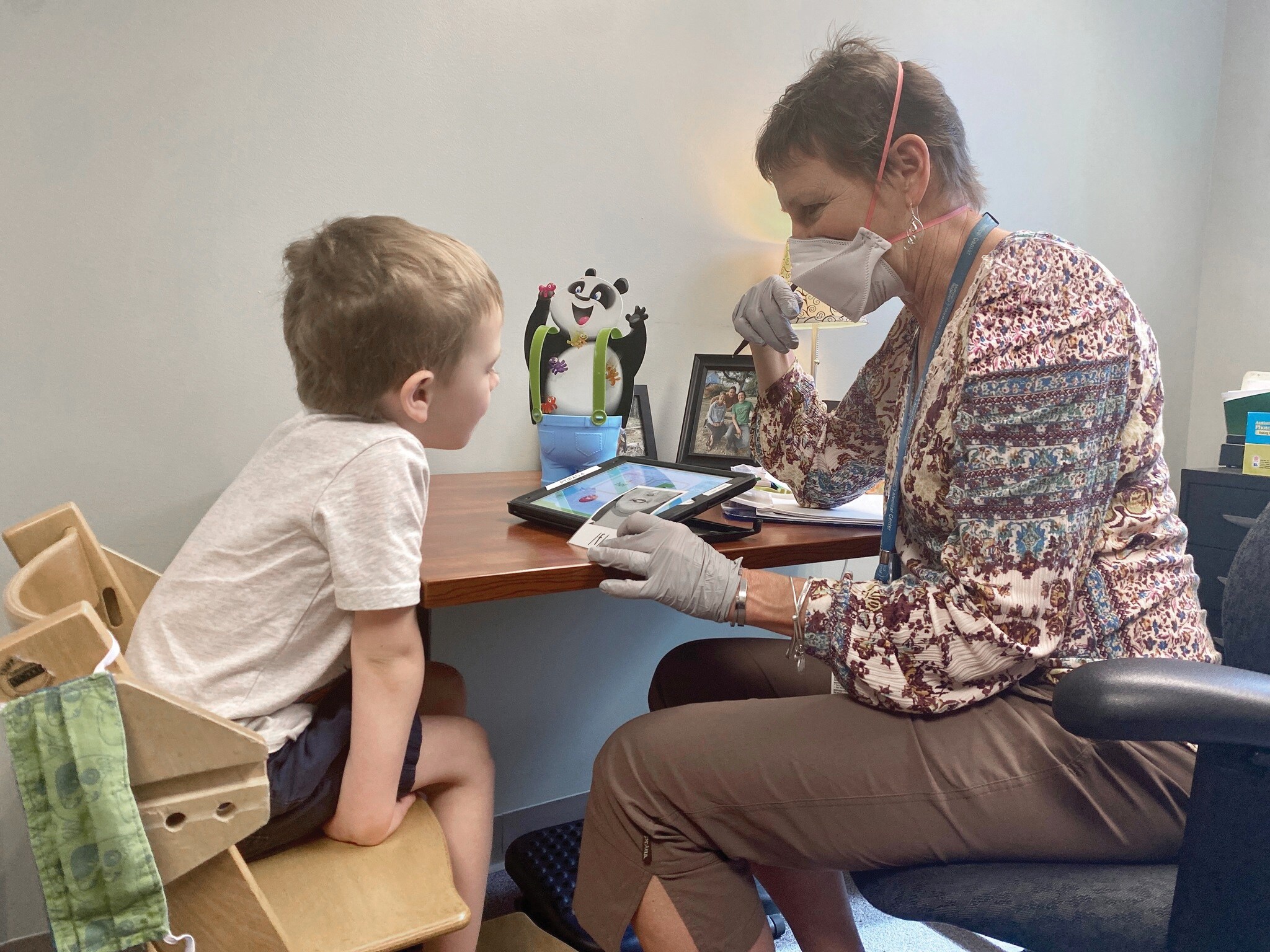 Speech Therapist working with patient 